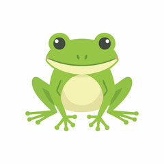 Cute Frog in Simple Vector Style – Minimalist Cartoon Amphibian Illustration on White Background

