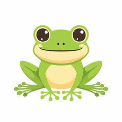 Cute Frog in Simple Vector Style – Minimalist Cartoon Amphibian Illustration on White Background

