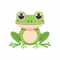 Cute Frog in Simple Vector Style – Minimalist Cartoon Amphibian Illustration on White Background

