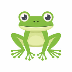 Cute Frog in Simple Vector Style – Minimalist Cartoon Amphibian Illustration on White Background

