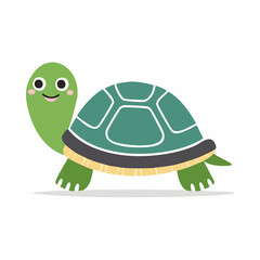Cute Turtle in Simple Vector Style – Minimalist Cartoon Animal Illustration on White Background

