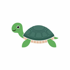 Cute Turtle in Simple Vector Style – Minimalist Cartoon Animal Illustration on White Background

