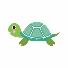 Cute Turtle in Simple Vector Style – Minimalist Cartoon Animal Illustration on White Background

