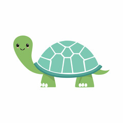 Cute Turtle in Simple Vector Style – Minimalist Cartoon Animal Illustration on White Background

