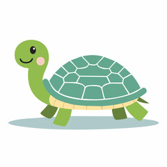 Cute Turtle in Simple Vector Style – Minimalist Cartoon Animal Illustration on White Background

