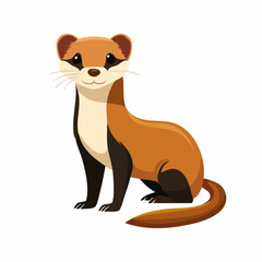 Cute Weasel in Simple Vector Style – Minimalist Cartoon Animal Illustration on White Background