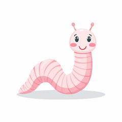Fototapeta premium Cute Worm in Simple Vector Style – Minimalist Cartoon Insect Illustration Isolated on White Background