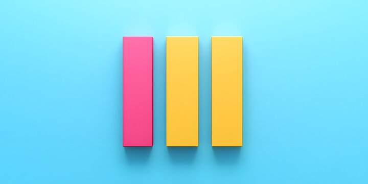 Three colorful rectangular shapes on a light blue background.