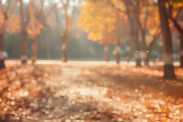Landscape shot of trees with out-of-focus bokeh background in a park