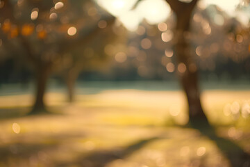 Landscape shot of trees with out-of-focus bokeh background in a park