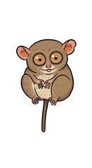 Fototapeta premium Wideeyed tarsier holding on with tiny hands