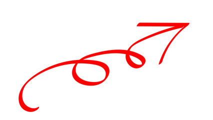 Hand-drawn swirling arrows Hand-drawn simple lines. red arrow with transparent background. vector illustration