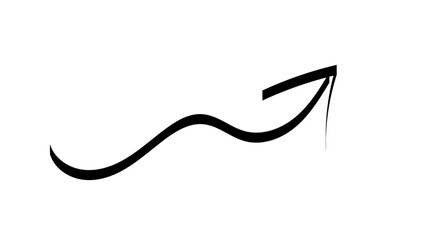 Hand-drawn swirling arrows Hand-drawn simple lines. Black arrow with transparent background. vector illustration