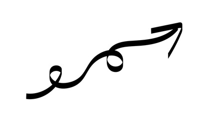 Hand-drawn swirling arrows Hand-drawn simple lines. Black arrow with transparent background. vector illustration