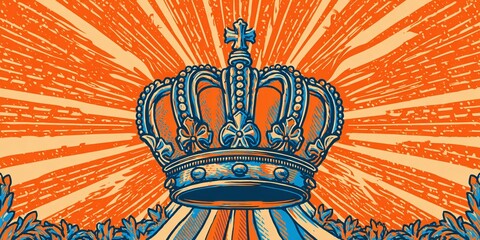 Koningsdag Celebration Poster Template for April 27th Featuring The Netherlands Flag and Royal Crown Design