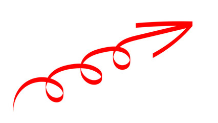Hand-drawn swirling arrows Hand-drawn simple lines. red arrow with transparent background. vector illustration