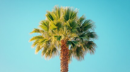 Palm tree against a vibrant blue sky