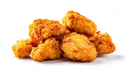 Delicious Crispy Fried Chicken Nuggets on Plate with Copy Space