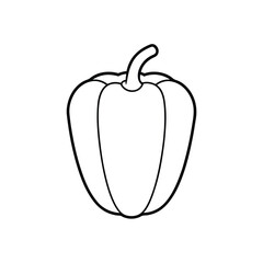 Bell pepper with stem Black line drawing