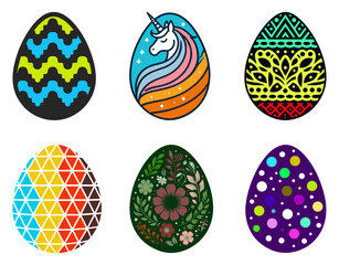 set of colorful easter eggs in vector