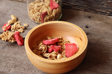Granola and strawberry dried fruits