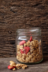 Granola and strawberry dried fruits