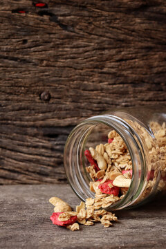 Granola and strawberry dried fruits