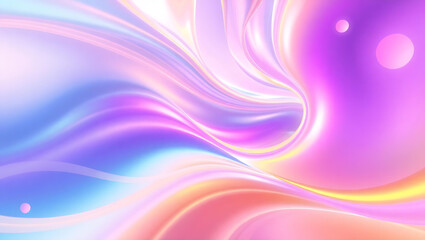 Fototapeta premium Abstract pastel swirls with iridescent glow and floating spheres