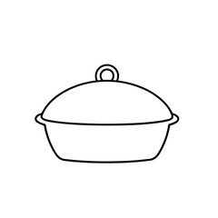 Casserole dish with lid Black line drawing