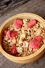 Granola and strawberry dried fruits
