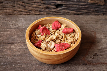 Granola and strawberry dried fruits