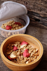 Granola and strawberry dried fruits