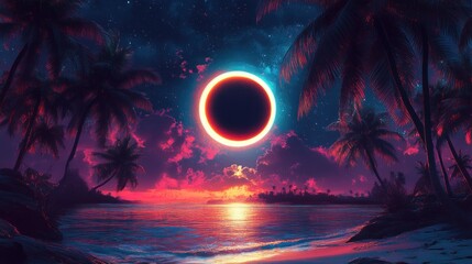 Tropical Eclipse Sunset