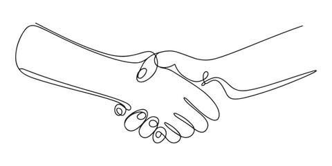 Line Art of a Handshake, Symbolizing Cooperation and Agreement