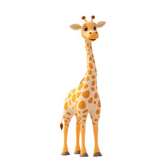 Fototapeta premium 3d rendering icon giraffe illustration PNG. cartoon minimal style giraffe on transparent isolated background.