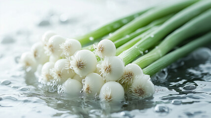 garlic and onion in splash water