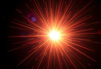 A radiant starburst explodes with bright light beams against a deep black void,  black,  illustration