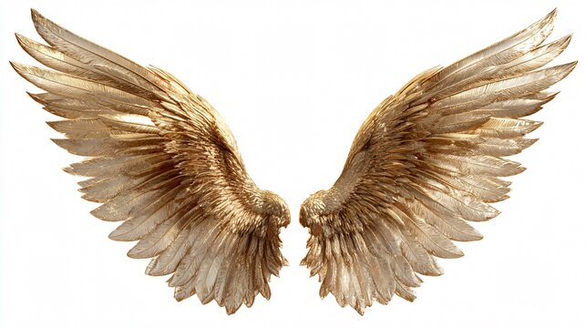 Elegant Golden Wings on White Background for Creative Designs