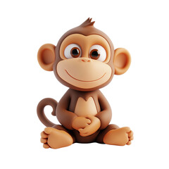Fototapeta premium 3d rendering icon monkey illustration PNG. cartoon minimal style monkey on transparent isolated background.