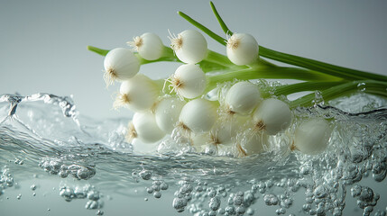 garlic and onion in splash water
