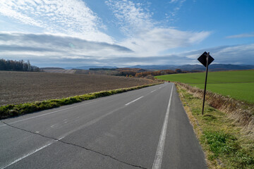 北海道　美瑛高原　一本道