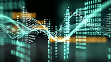 Abstract digital data visualization with binary code, highlighting data flow on a futuristic technological backdrop - Powered by Adobe