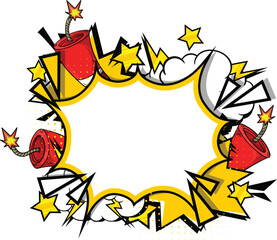 comic effect cartoon illustration with empty space in the middle, bomb explosion effect, cloud illustration, vector