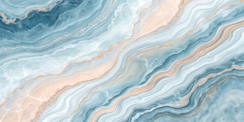 Obraz premium Blue and Beige Marble Art Pattern, Abstract Flowing Wave Background, Elegant Agate Look