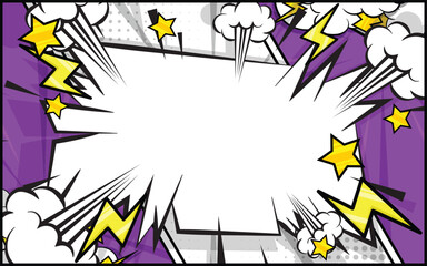 Pop art comic background with popart colors and empty space in the middle