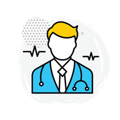 Man Doctor Flat Style Vector Illustration Icon