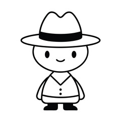 Cute Cartoon Boy Wearing a Hat