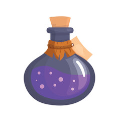 Magic potion, Halloween. Flat vector, clipart illustration isolated on white background.