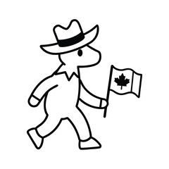 Cartoon Moose Wearing Hat Canada Flag