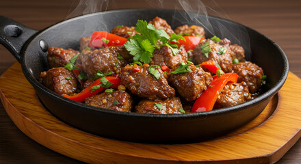 Fototapeta premium Sizzling Beef Stir-Fry A Flavorful and Aromatic Dish